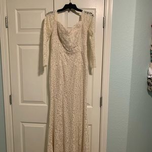 Ivory Lace Maxi Dress with Long Sleeves